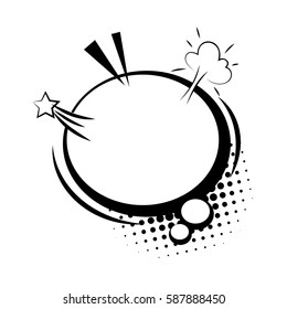 Halftone dot background style pop art. Oval bubble. Comics book sketch explosion sudden burst bomb. Blank template comic text speech. Dialog empty box space. Creative composition idea conversation.