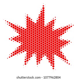 Halftone dot Bang icon. Pictogram on a white background. Vector collage of bang icon made of sphere blots.