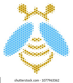 Halftone dot Bee icon. Pictogram on a white background. Vector concept of bee icon made of circle spots.