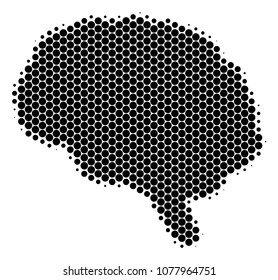 Halftone dot Brain icon. Pictogram on a white background. Vector composition of brain icon created of round dots.