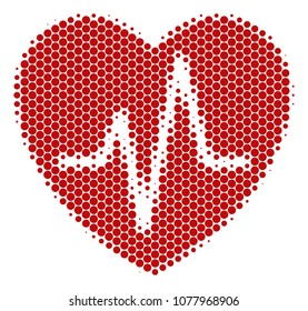 Halftone dot Cardiology icon. Pictogram on a white background. Vector mosaic of cardiology icon designed of circle elements.