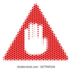 Halftone dot Caution icon. Pictogram on a white background. Vector composition of caution icon done of circle items.