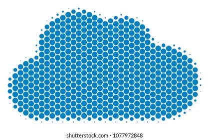Halftone dot Cloud icon. Pictogram on a white background. Vector composition of cloud icon composed of spheric pixels.