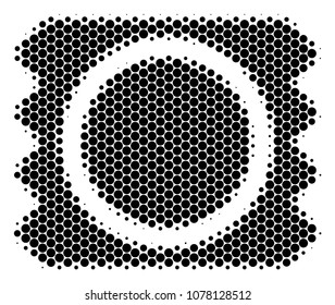 Halftone dot Condom Package icon. Pictogram on a white background. Vector mosaic of condom package icon designed of sphere pixels.