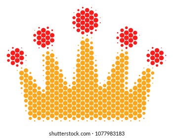 Halftone dot Crown icon. Pictogram on a white background. Vector pattern of crown icon composed of sphere items.