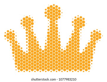 Halftone dot Crown icon. Pictogram on a white background. Vector concept of crown icon designed of circle blots.