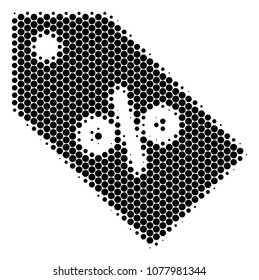 Halftone dot Discount Tag icon. Pictogram on a white background. Vector pattern of discount tag icon done of round pixels.
