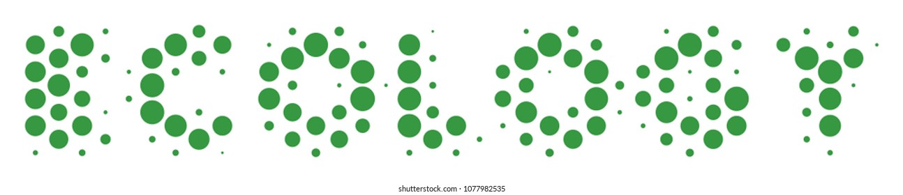 Halftone dot Ecology Text icon. Pictogram on a white background. Vector collage of ecology text icon done of round blots.
