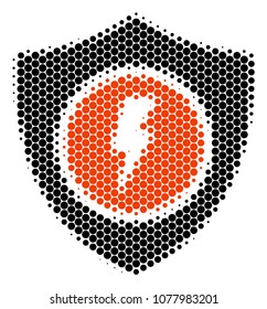 Halftone dot Electric Guard icon. Pictogram on a white background. Vector pattern of electric guard icon made of circle spots.