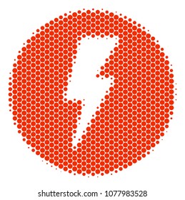 Halftone dot Electricity icon. Pictogram on a white background. Vector concept of electricity icon organized of round blots.