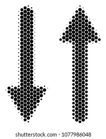 Halftone dot Exchange Arrows icon. Pictogram on a white background. Vector mosaic of exchange arrows icon made of round dots.