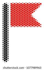 Halftone dot Flag icon. Pictogram on a white background. Vector mosaic of flag icon designed of circle pixels.