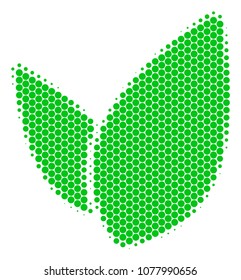 Halftone dot Floral Sprout icon. Pictogram on a white background. Vector concept of floral sprout icon designed of circle elements.