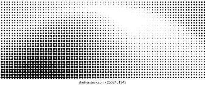 Halftone dot gradient background black white