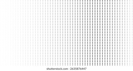 Halftone dot gradient background transitioning from white to black. Minimalistic design, ideal for modern graphic projects, posters, and digital artwork.