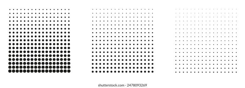 Halftone Dot Gradient Transition From Dark To Light. Round Halftone Pattern. Isolated Vector Illustration.