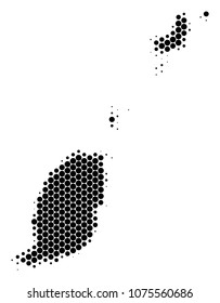 Halftone dot Grenada Map. Vector geographical map on a white background. Vector pattern of Grenada Map organized of round items.
