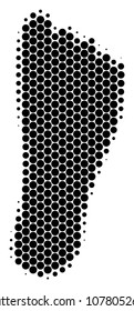 Halftone dot Human Footprint icon. Pictogram on a white background. Vector concept of human footprint icon done of circle spots.