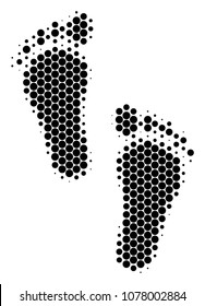 Halftone dot Human Steps icon. Pictogram on a white background. Vector concept of human steps icon created of circle blots.