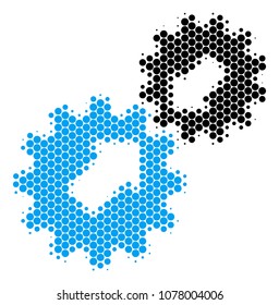 Halftone dot Integration icon. Pictogram on a white background. Vector pattern of integration icon designed of sphere items.