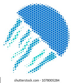Halftone dot Jellyfish icon. Pictogram on a white background. Vector concept of jellyfish icon made of round elements.