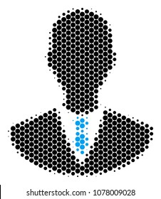 Halftone dot Manager icon. Pictogram on a white background. Vector pattern of manager icon combined of round spots.