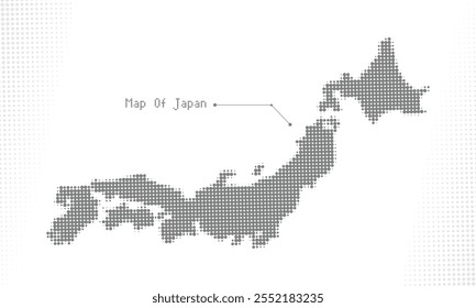 Mapa de puntos semitono de Japón: diseño Abstractas de Vectores para infografías, visualización de datos y presentaciones. Perfecto para proyectos de diseño modernos, creativos y profesionales