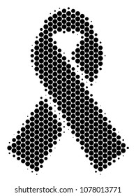 Halftone dot Mourning Ribbon icon. Pictogram on a white background. Vector pattern of mourning ribbon icon composed of spheric items.