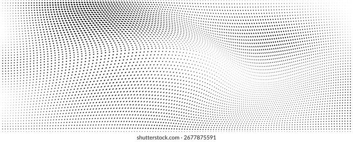 Halftone dot pattern background with vector wave and comic polka print for paper grain noise effect. Abstract gradient point seamless design with book pixel poster overlay.
