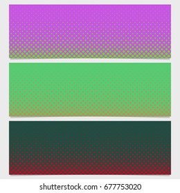 Halftone dot pattern banner background set - vector graphic from circles in varying sizes