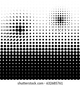 Halftone dot pattern, element, monochrome abstract graphic for dtp, dpi prepress or generic concepts. Vector modern background for posters, sites, postcards, interior design, business cards.