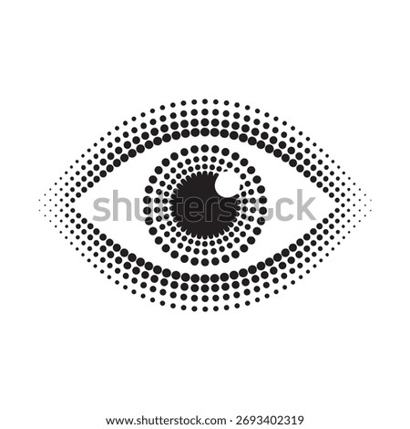 Halftone Dot Pattern Eye Design Graphic Illustration on White Background