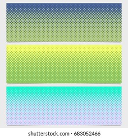Halftone dot pattern horizontal banner set - vector graphic from circles in varying sizes