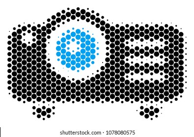 Halftone dot Projector icon. Pictogram on a white background. Vector concept of projector icon made of sphere spots.