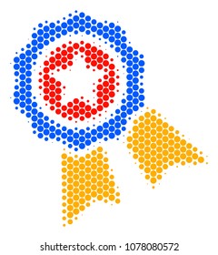 Halftone dot Quality icon. Pictogram on a white background. Vector concept of quality icon constructed of spheric elements.