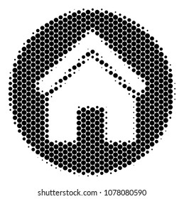 Halftone dot Real Estate icon. Pictogram on a white background. Vector collage of real estate icon designed of circle dots.