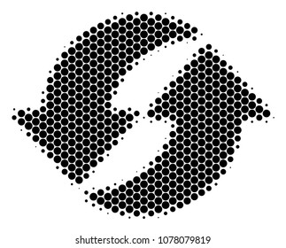 Halftone dot Refresh icon. Pictogram on a white background. Vector collage of refresh icon composed of spheric pixels.