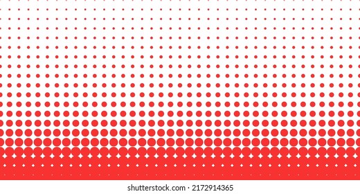 Halftone dot retro background. Red on white half tone gradient vector pattern. Polish flag colors.