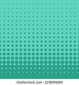 Halftone dot retro background. Turquoise mint green half tone gradient vector pattern.