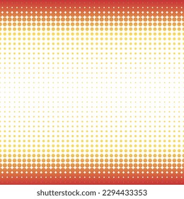Halftone dot retro background. Yellow orange on white half tone gradient vector pattern. Poster template.