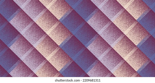 Halftone Dot Rhombus Shapes Vector Geometric Seamless Pattern. Pointillism Texture Background Design. Halftone Dots Gradient Ornament. Vintage Style Fraction Swatch. Stipple Gradation Repetition.