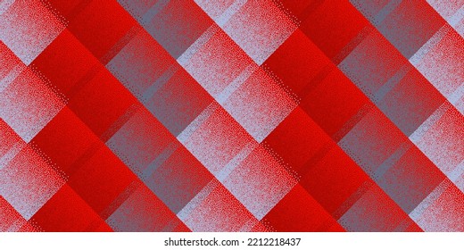 Halftone Dot Rhombus Shapes Vector Geometric Seamless Pattern. Points Grain Texture Background Design. Continuous Halftone Dots Ornament. Artistic Mosaic Flock Swatch. Stylish Cube Tracery.