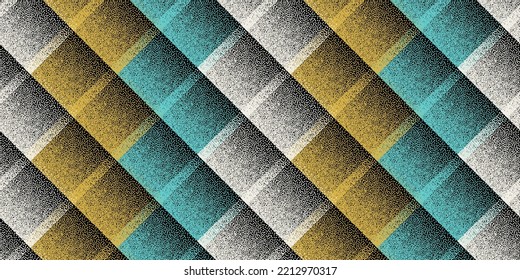 Halftone Dot Rhombus Shapes Vector Geometric Seamless Pattern. Pointillism Texture Background Design. Continuous Halftone Dots Ornament. Ornate Mosaic Flock Swatch. Digital Wrap Geometry.