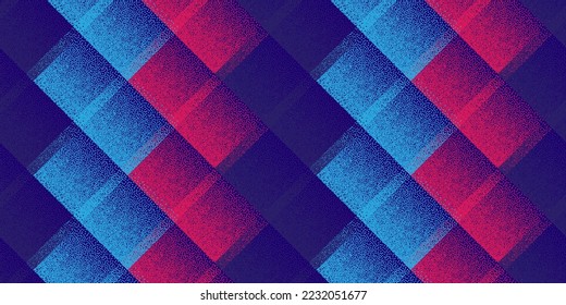 Halftone dot rhombus shapes vector geometric seamless pattern. Points grain texture background design. Square grid diagonal stripes. Lattice structure scrap swatch. Contemporary geometry pattern.