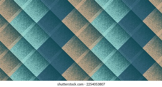 Halftone dot rhombus shapes vector geometric seamless pattern. Pointillism texture background design. Continuous halftone dots ornament. Abstract textile print. Aesthetic rag template.