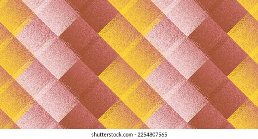 Halftone dot rhombus shapes vector geometric seamless pattern. Points grain texture background design. Continuous halftone dots ornament. Modern fabric print. Grunge tileable pattern.