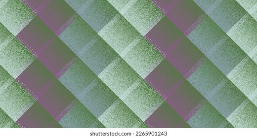 Halftone dot rhombus shapes vector geometric seamless pattern. Points grain texture background design. Square grid diagonal stripes. Ornate mosaic flock swatch. Minimal cloth repetitive print