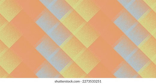 Halftone dot rhombus shapes vector geometric seamless pattern. Pointillism texture background design. Continuous halftone dots ornament. Lattice structure scrap swatch. Stylish cube tracery.