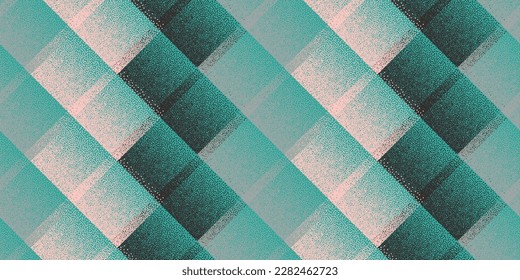 Halftone dot rhombus shapes vector geometric seamless pattern. Pointillism texture background design. Square grid diagonal stripes. Lattice structure scrap swatch. Minimal cloth repetitive print