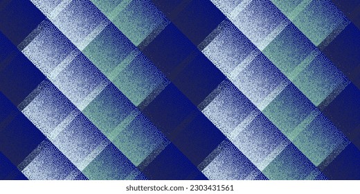 Halftone dot rhombus shapes vector geometric seamless pattern. Pointillism texture background design. Continuous halftone dots ornament. Artistic mosaic flock swatch. Overlapping wisp elements.